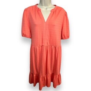 Loft Puff Sleeve Flounce Swing Dress Paradise Peach Size Large